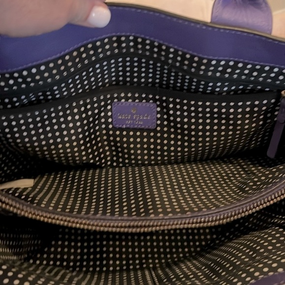KATE SPADE- Purple Pebbled Leather Tote/Shoulderbag. Bow on Front Gold Detail - Picture 10 of 10